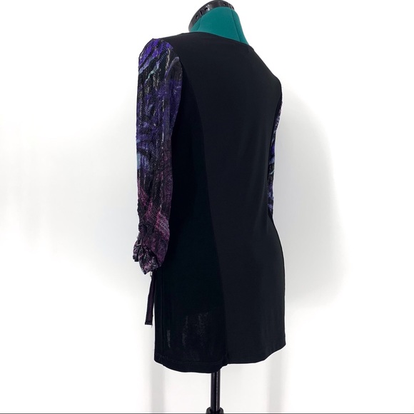 Svetlana Purple and Black Layered 3/4 Sleeve Top, Small - Picture 6 of 15